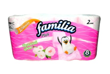Фемилия Плюс Туалетная бумага 2-х слойная 8шт Россия
