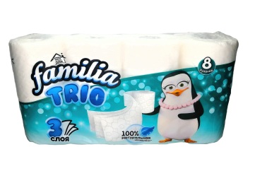 Фемилия Туалетная бумага Трио 3-х слойная 8шт  Россия