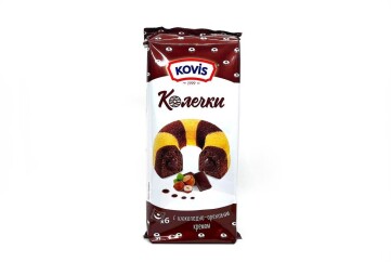 Ковис пирожные бисквитные колечки 240г Россия (с шоколадно ореховым кремом)