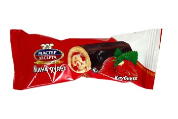 Мастер десерта Рулет мини клубника 35г Россия