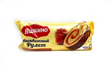 Яшкино Рулет бисквитный 200г Россия (с вареной сгущенкой)