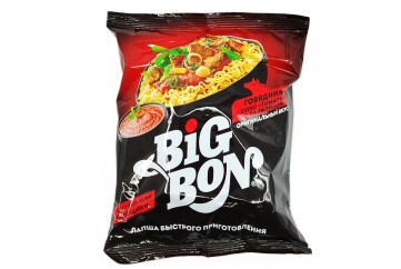 Биг Бон Лапша быстрого приготовления 75г Россия (томатный с базиликом)