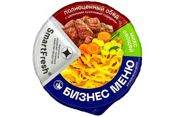 Бизнес меню Лапша б/п 110г Россия (с тушеной говядиной в пряном соусе и овощами)
