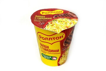 Роллтон Лапша б/п 70г стакан Россия (с говядиной)